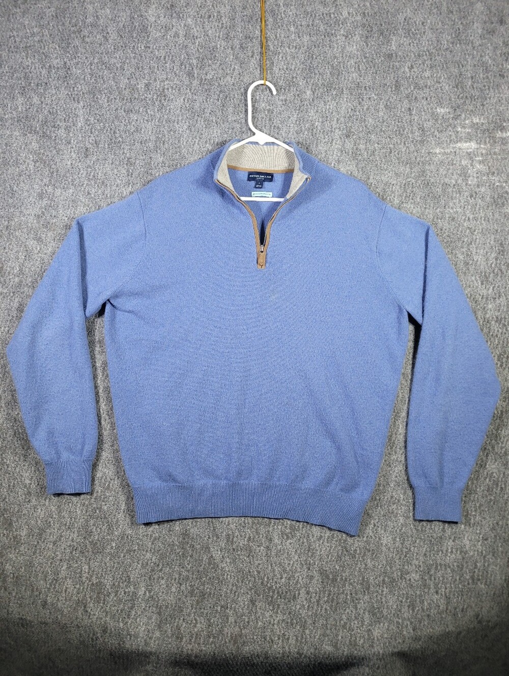 Peter Millar Collection Cashmere Quarter Zip Sweater Mens L Blue Made in England